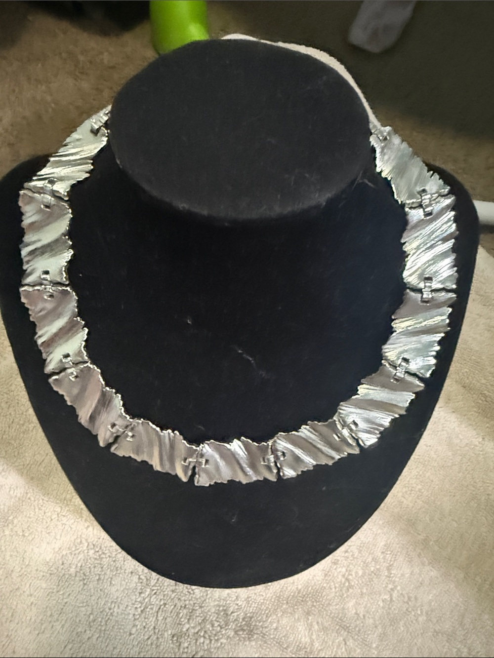 Trifari Silver-Tone Ripple Collar Necklace